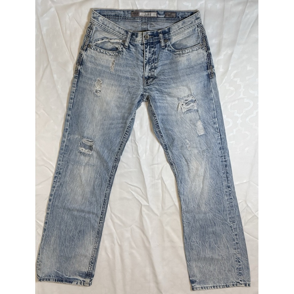 BKE‎ Jake Straight Leg Jeans Acid Wash Distressed Denim 31x30 Men's 31L